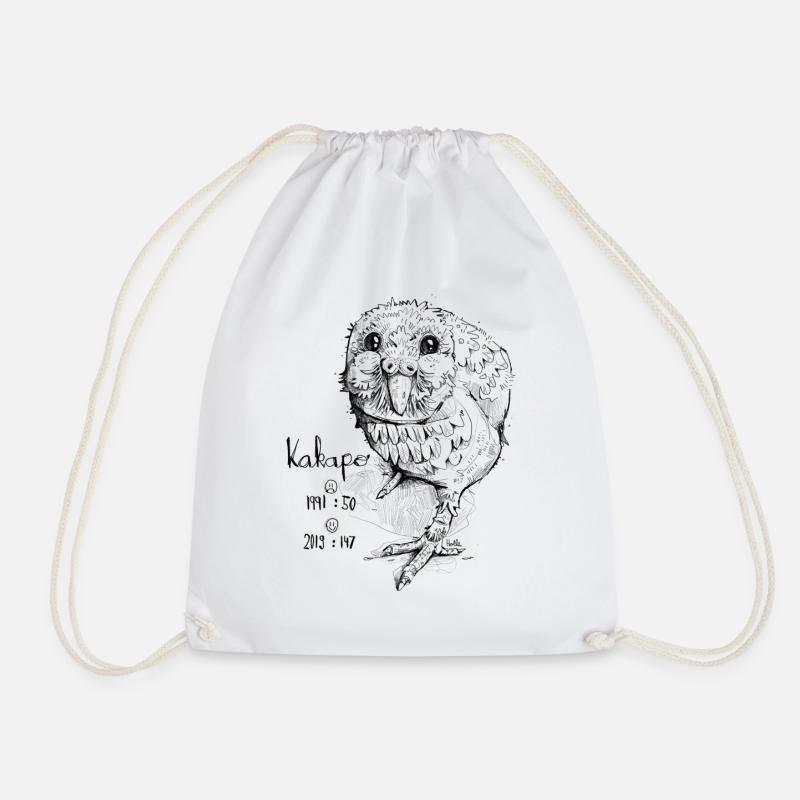 Kakapo bird with population development - Drawstring Bag - white