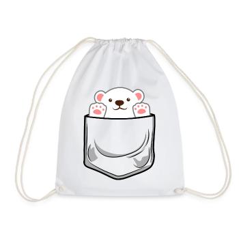 Ours polaire Ours polaire Ours en poche poitrine Poche Poche - Sac de sport léger - blanc - Devant