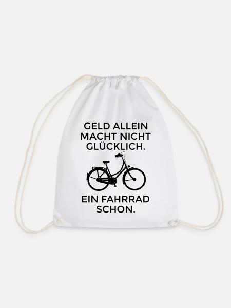 Geld allein macht nicht glücklich - Fahrrad schon - Turnbeutel - Weiß