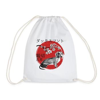 Teckel Japon Kanji Style pour les amoureux des chiens - Sac de sport léger - blanc - Devant