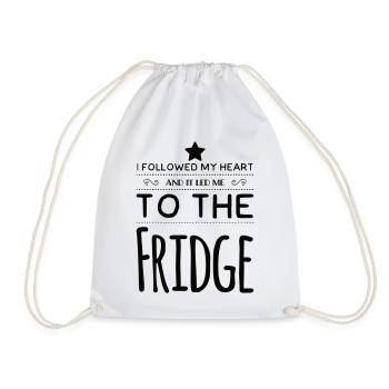 I Followed My Heart And It Led Me To The Fridge - Drawstring Bag - white - Front