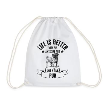 Life is better with Pug Dog Retro Vintage - Drawstring Bag - white - Front
