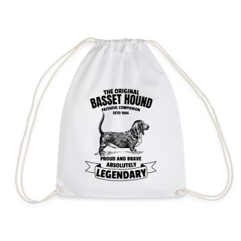 Legendary Basset Hound Classic Retro Vintage - Drawstring Bag - white - Front