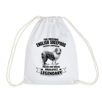 Legendary English Sheepdog Bobtail classic Retro - Drawstring Bag - white - Front