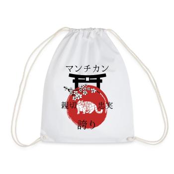 Munchkin Katze Japan Kanji Stil - Turnbeutel - Weiß - Vorne