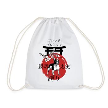 French Bulldog Japan Kanji Style - Drawstring Bag - white - Front