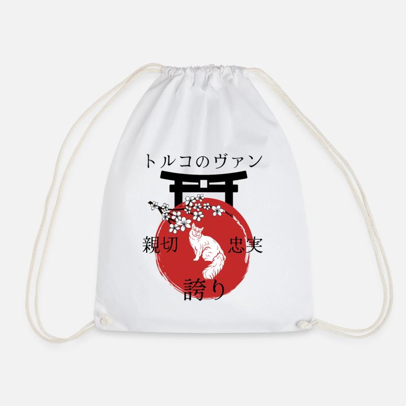 Turkish Van Katze Japan Kanji Stil - Turnbeutel - Weiß