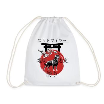Rottweiler Japon Kanji Style Chiens Amoureux - Sac de sport léger - blanc - Devant