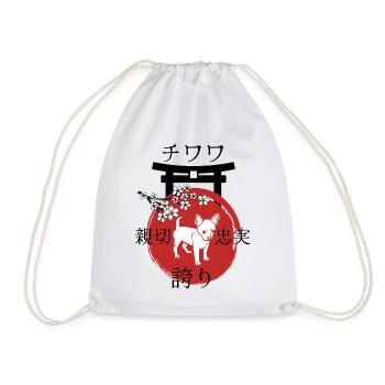 Chihuahua Japon Kanji Style Chiens Amoureux - Sac de sport léger - blanc - Devant