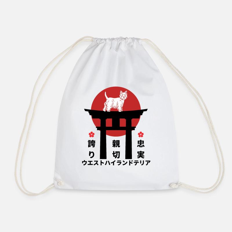 West Highland white Terrier Japan Kanji Stil - Turnbeutel - Weiß