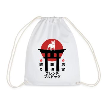 French Bulldog Japan Kanji Style - Drawstring Bag - white - Front