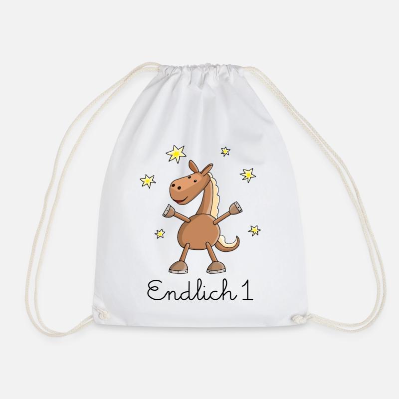 Pferd "Endlich 1." Erster Geburtstag - Turnbeutel - Weiß