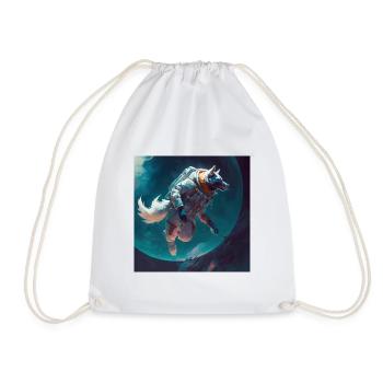 Astrowolf Wolf Astronaut Weltall Geschenk - Turnbeutel - Weiß - Vorne