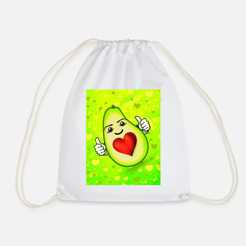 Cute avocado with heart - Drawstring Bag - white