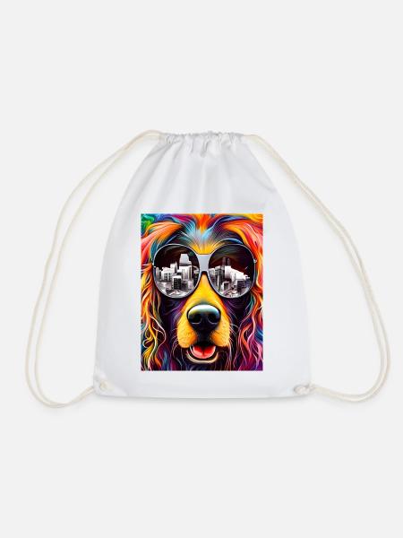 Hund mit Sonnenbrille - Turnbeutel - Weiß