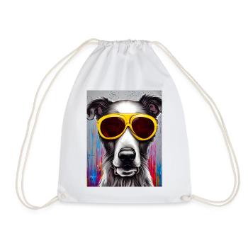 Chien avec des lunettes de soleil - Sac de sport léger - blanc - Devant