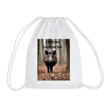 sanglier et chasseur - Sac de sport léger - blanc - Devant