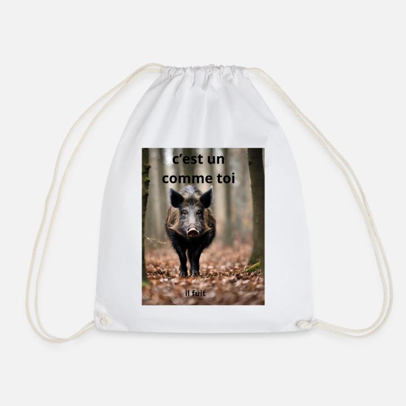 sanglier et chasseur - Sac de sport léger - blanc