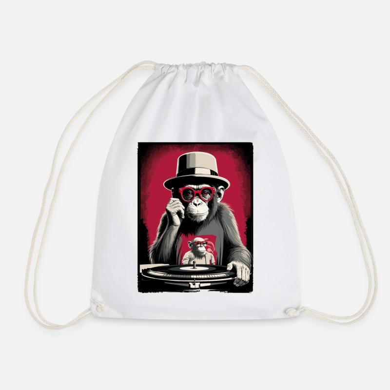 Monkey DJ - Drawstring Bag - white