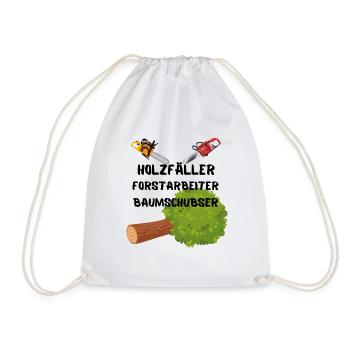 lustiger Holzfäller Baumschubser Waldarbeiter Logo - Turnbeutel - Weiß - Vorne