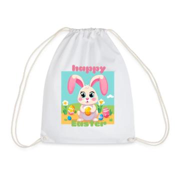 Lapin de Pâques mignon - Joyeuses Pâques avec des oeufs Kawaii - Sac de sport léger - blanc - Devant
