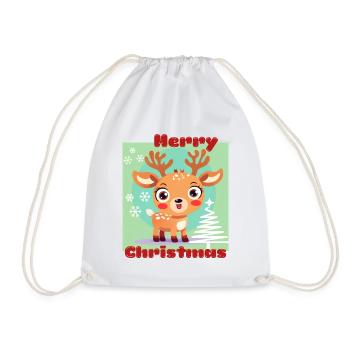 Joyeux Noël - cerf porte-bonheur mignon - Noël de neige - Sac de sport léger - blanc - Devant