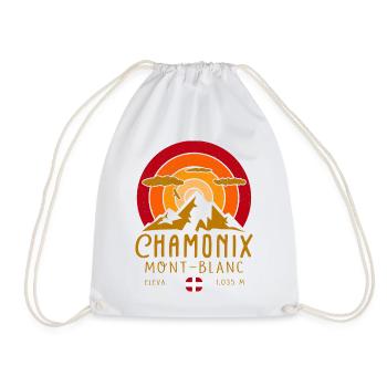 Chamonix Frankreich Retro Sunset Skiing - Turnbeutel - Weiß - Vorne