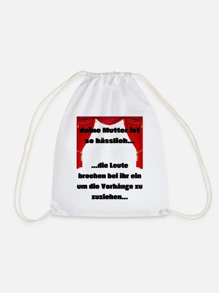 lustige T-Shirts -deine Mutter Spruch - witziges - Turnbeutel - Weiß