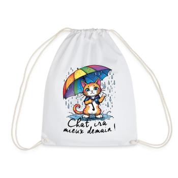Cat Will Be Better Tomorrow - Drawstring Bag - white - Front