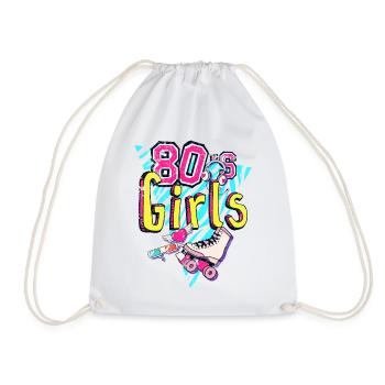 80s Girls Neon Roller Vibe - Drawstring Bag - white - Front