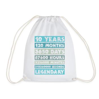 10 ans - Anniversaire, Entreprise, Anniversaire, Mariage - Sac de sport léger - blanc - Devant