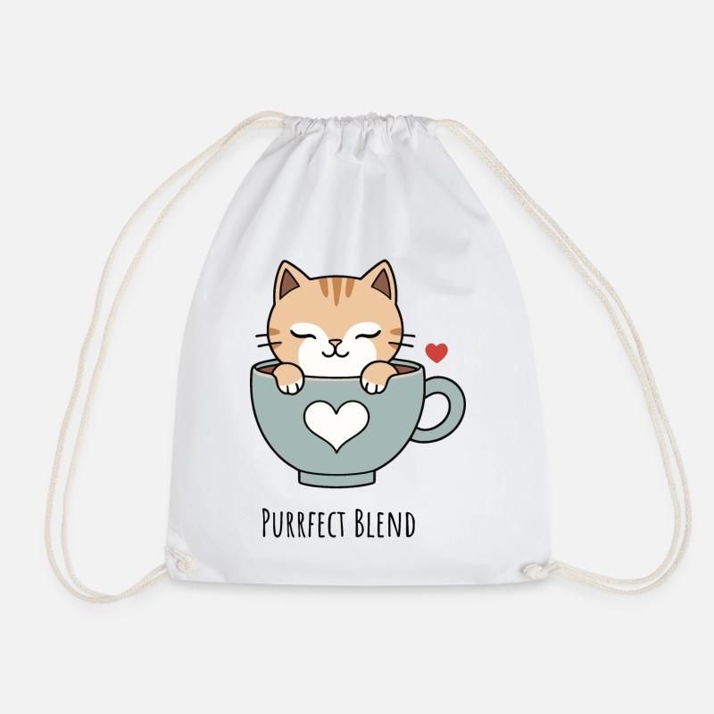 Katzenliebe in der Teetasse - Turnbeutel - Weiß