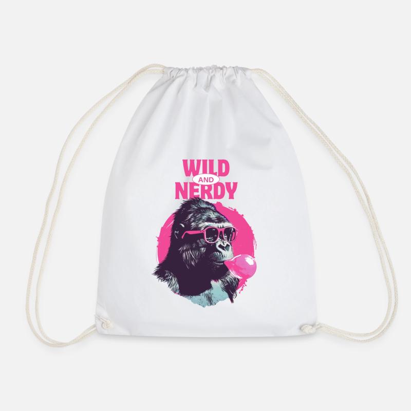 Gorilla mit Sonnenbrille und Kaugummi Pink - Turnbeutel - Weiß