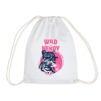 Leopard with sunglasses and pink bubblegum - Drawstring Bag - white - Front