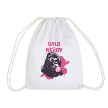 Gorilla with Sunglasses and Chewing Gum Pink - Drawstring Bag - white - Front