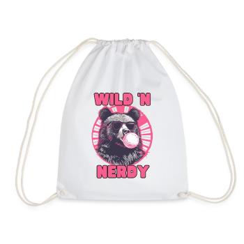 Ours avec chewing-gum rose et lunettes de soleil - Sac de sport léger - blanc - Devant