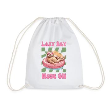 Sloth with sunglasses and pink rubber tire - Drawstring Bag - white - Front