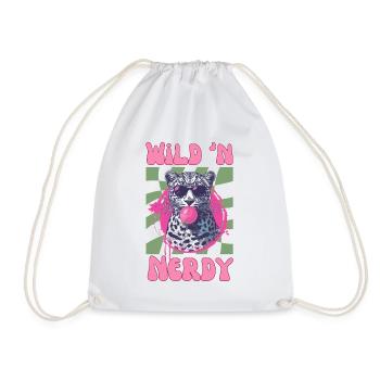 Leopard with sunglasses and pink bubblegum - Drawstring Bag - white - Front