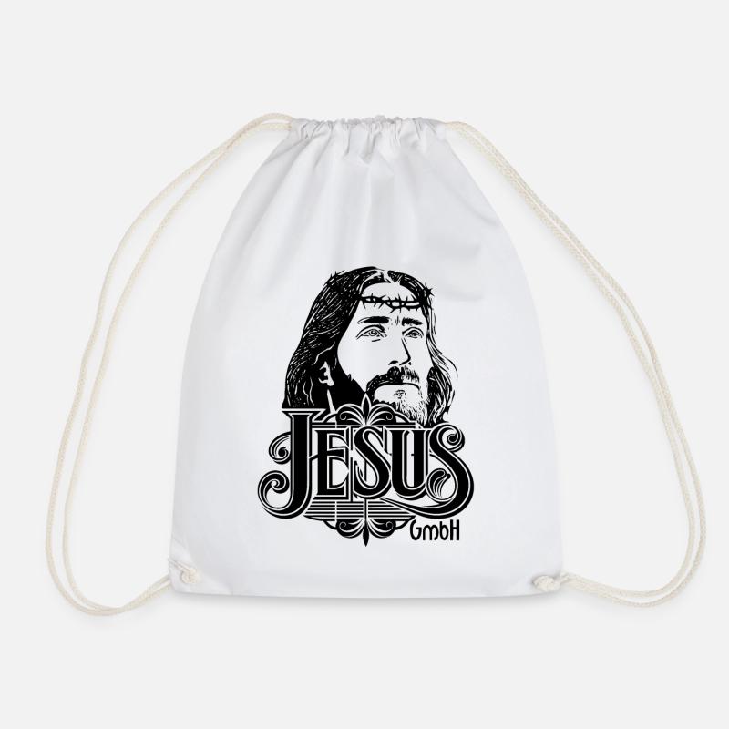 Jesus Kopf mit Schrift 2 - Turnbeutel - Weiß