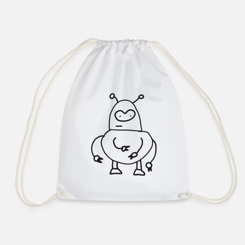 Dooddly Alien Robot Doodle - Sac de sport léger - blanc