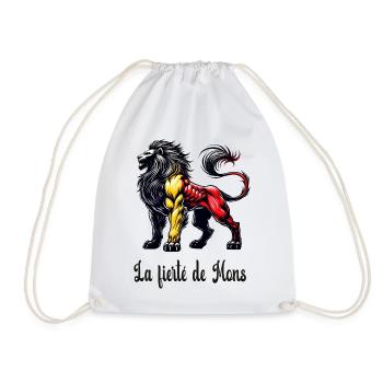 Mons lion flag design - Drawstring Bag - white - Front