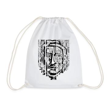 "Modern Mystic - Black and White Art Shards" - Drawstring Bag - white - Front
