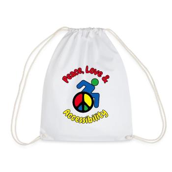 Paix, amour et accessibilité en fauteuil roulant # - Sac de sport léger - blanc - Devant