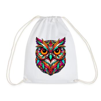 Owl - Drawstring Bag - white - Front