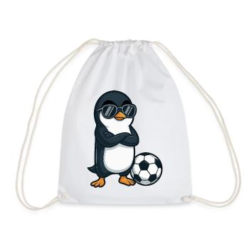 Cooler Pinguin Sonnenbrille Fußballspieler - Turnbeutel - Weiß - Vorne