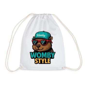 Womby Style Beaver with Sunglasses - Drawstring Bag - white - Front