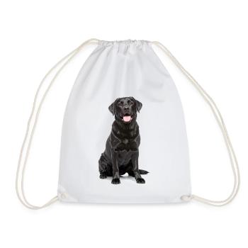 Black Labrador – Loyal, Lovable & Charming - Drawstring Bag - white - Front