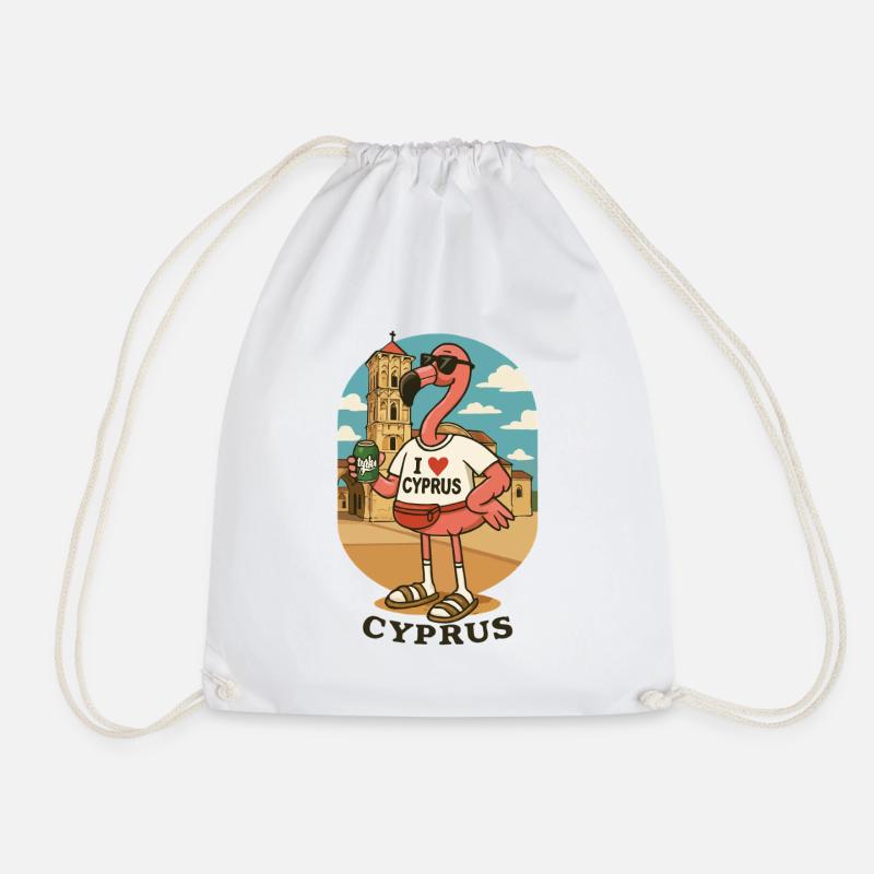 Cypriot Flamingo - Drawstring Bag - white