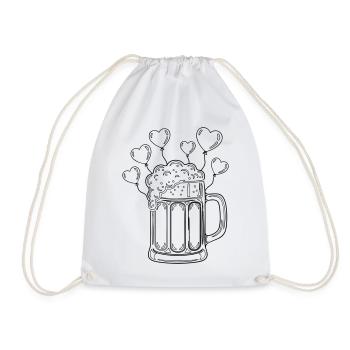 Chope à bière avec ballons en forme de cœur – motif Bayern Linien - Sac de sport léger - blanc - Devant