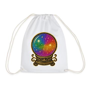 Regenbogen Kristallkugel Glamour | Glaskugel - Turnbeutel - Weiß - Vorne
